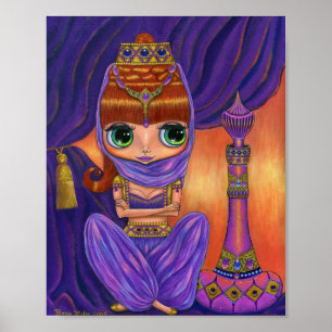 Poster Mignonne Violet Genie Fille Poupée Bouteille Magiq