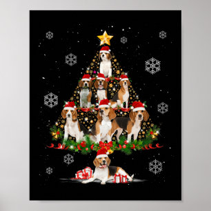 Poster Mignons Amoureux de les chiens Beagles Noël Arbre