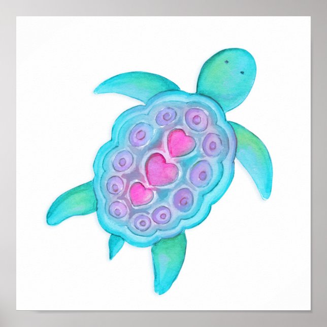 Poster Mignons enfants tortues fantaisistes / art de nurs (Devant)