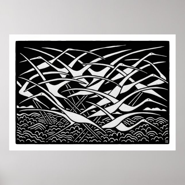 Poster Migration Large Linocut Print (Devant)