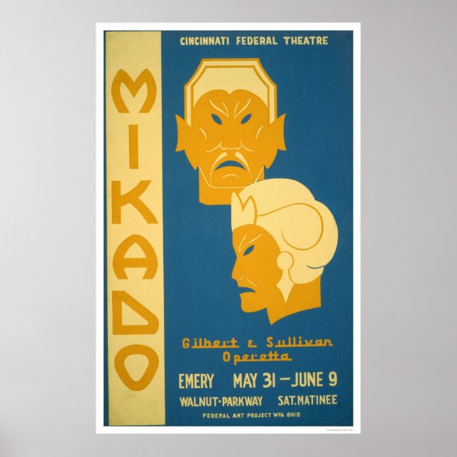 Poster Mikado Gilbert Sullivan 1939 WPA (Devant)