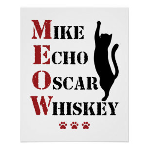 Poster Mike Echo Oscar Whiskey MEOW Cat