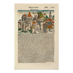 Poster Milan Italie 1493 Chronique Médiévale Ancien Livre