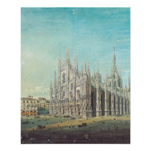 Poster Milan Piazza du Duomo années 1850 par Carlo Bossol