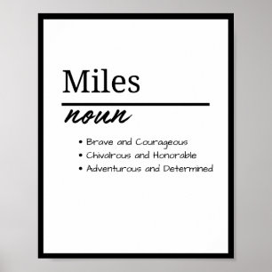Poster Miles, Garçon Personnalisé Nom Définition