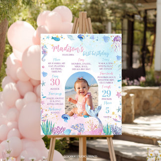 Poster Milestone Photo Anniversaire Mermaid Under the Sea