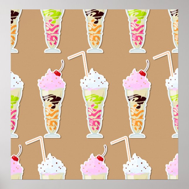 Poster Milk Shake Fun Design sur Tan (Devant)