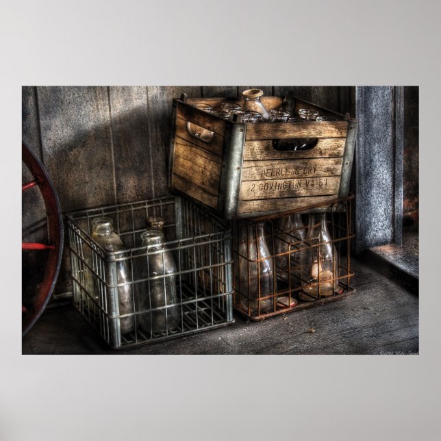 Poster Milkman - Bouteilles en boîtes (Devant)