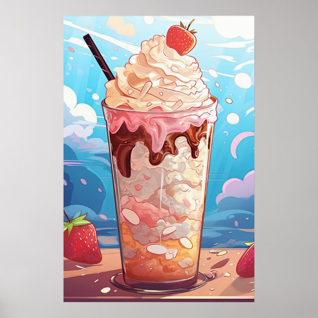 Poster Milkshake à la crème glacée (Devant)