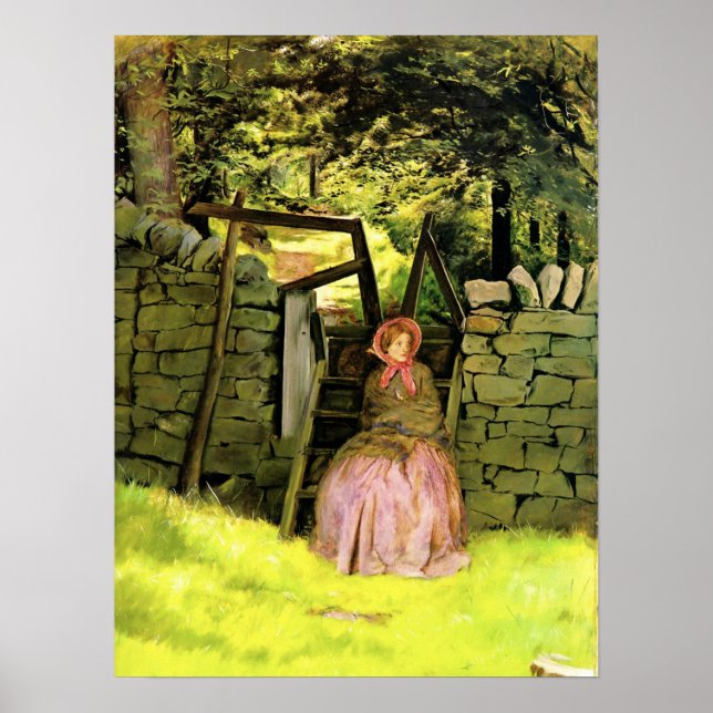 Poster Millais - En attente 1854 (Devant)