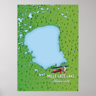 Poster mille lacs Minnesota plan de voyage.