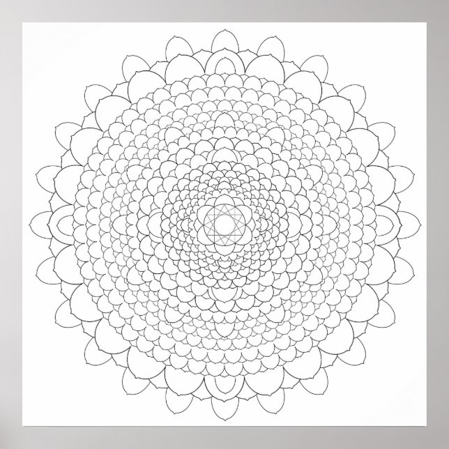 Poster Mille Petal Lotus Mandala (Devant)