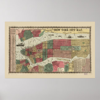 Poster Miller's Map of the City of New York (1862)