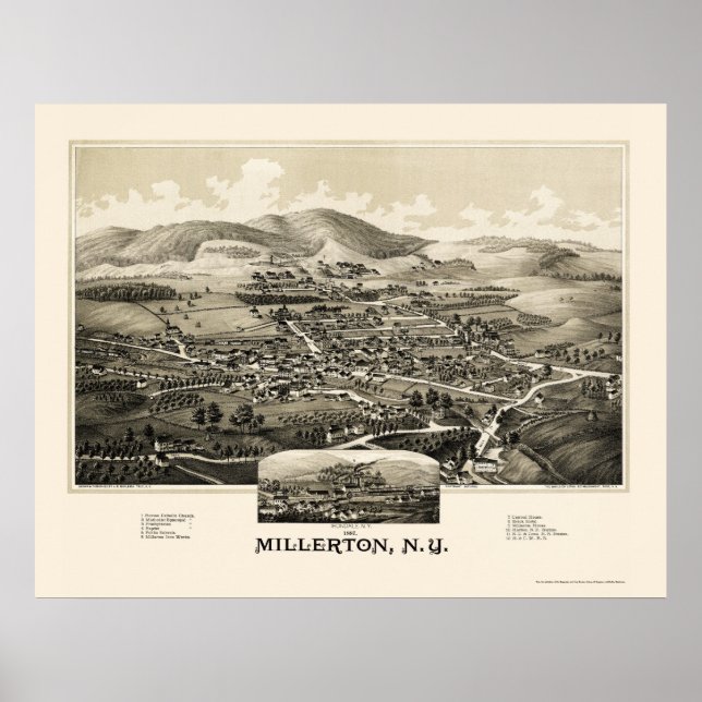 Poster Millerton Avec Irondale, NY Carte Panoramique - 18 (Devant)
