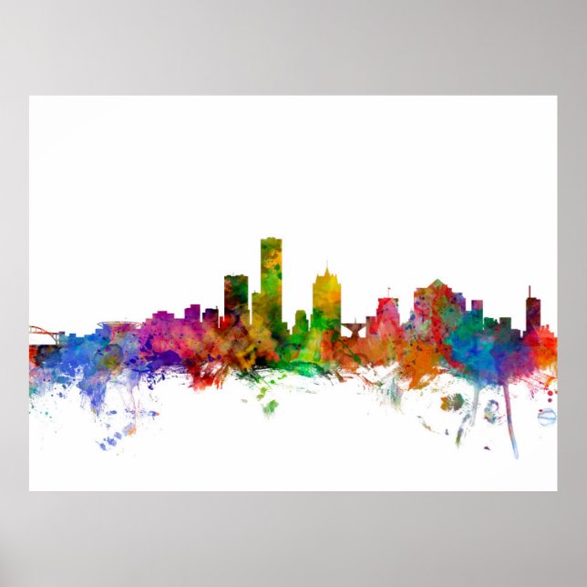 Poster Milwaukee Wisconsin Skyline (Devant)