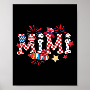 Poster Mimi Sungles Drapeau Usa Feux D'artifice Patriotiq