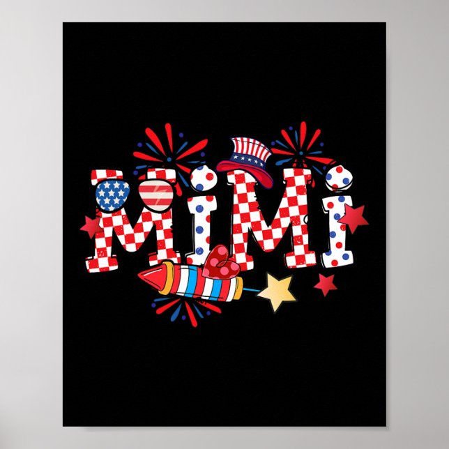Poster Mimi Sungles Usa Flag Fireworks Patriotic 4th Of J (Devant)