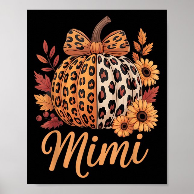 Poster Mimi Thanksgiving Leopard Pumpkin Sunflower Coquet (Devant)