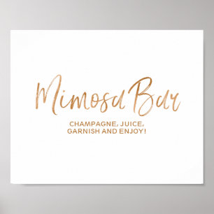 Poster Mimosa Bar 8x10 Stylish Rose Gold Wedding Sign