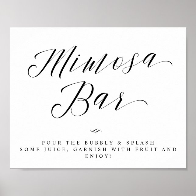 Poster Mimosa Bar Chic Bridal Shower or Wedding Sign (Devant)