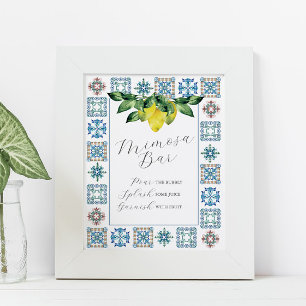 Poster Mimosa Bar Citron bleu et jaune
