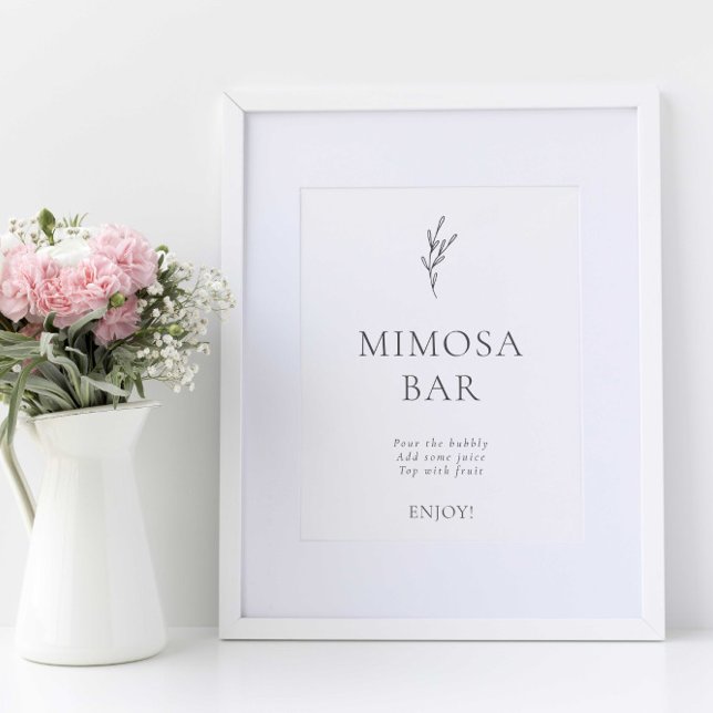 Poster Mimosa Bar Moderne Mariage Élégant Simple (Créateur téléchargé)