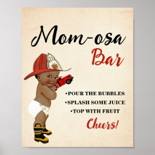 Poster Mimosa Bar Momosa Bar AA Baby shower pompier