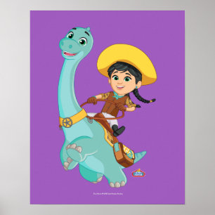 Poster Min & Clover   Joyeux Cowgirl & Brontosaurus Ride