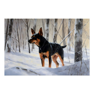 Poster Mince Pinscher Laisser Neige Noël