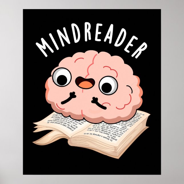 Poster Mince Reader Funny Brain Pun Dark BG (Devant)