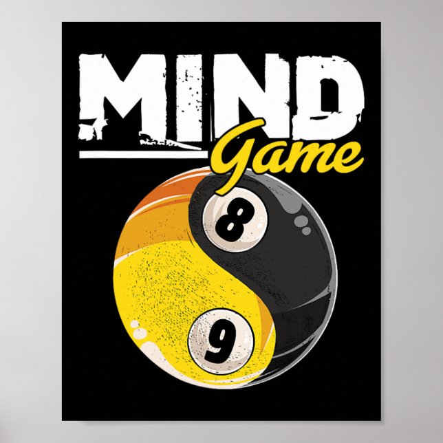 Poster Mind Game Billard Snooker Cue Stick Pool Billiard (Devant)