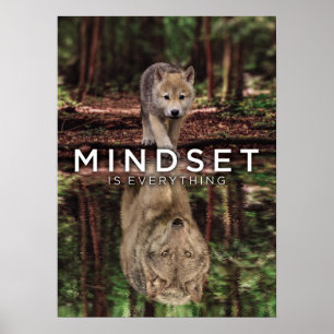 Poster Mindset Is Everything, Wolf and Pup Water Reflect