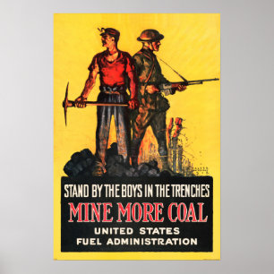 Poster Mine Plus CHARBON US Fuel Administration Propagand