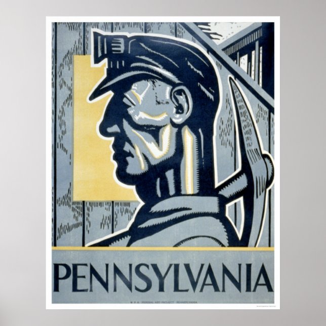 Poster Miner En Pennsylvanie 1937 WPA (Devant)