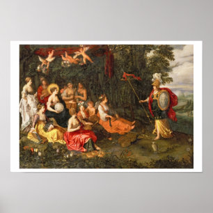 Poster Minerva visitant les Muses sur le bâti Helicon