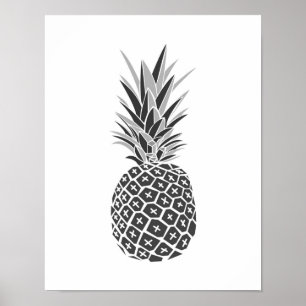 Poster Mini-ananas noir et blanc