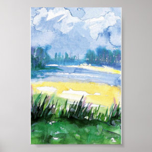 Poster mini aquarelle paysage imprimé