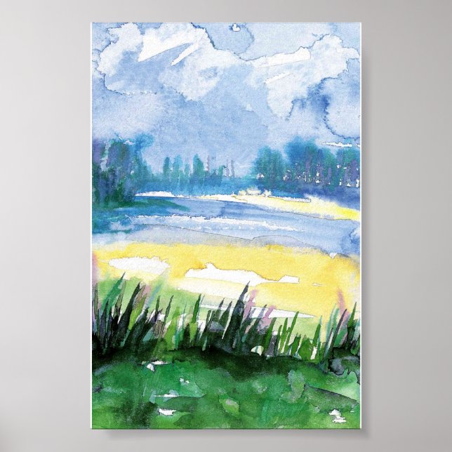 Poster mini aquarelle paysage imprimé (Devant)