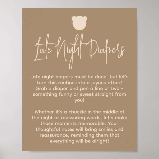 Poster Mini Bear Baby Douche Late nuit couche Jeu (Devant)