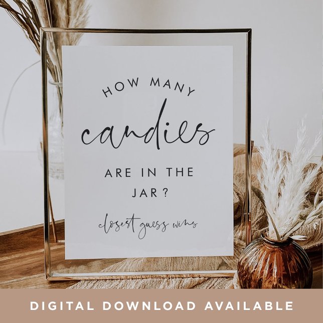 Poster Mini moderne Combien de bonbons de douche Jeu Sign (Créateur téléchargé)