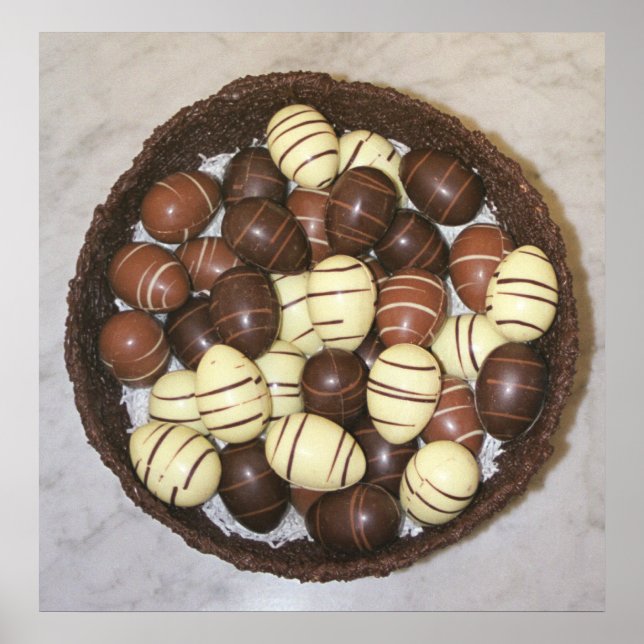 Poster Mini oeufs de Pâques dans le nid de chocolat (Devant)