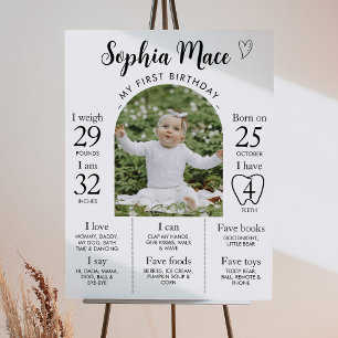 Poster Mini photo moderne 1er anniversaire Jalon Signal