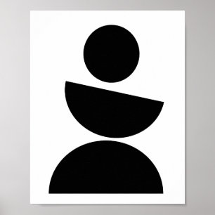 Poster Mini-siècle moderne minimaliste noir géométrique