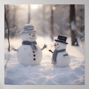 Poster Mini Snowmen le jour brillant