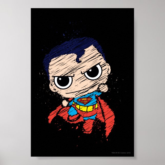 Poster Mini Superman Sketch - Flying (Devant)
