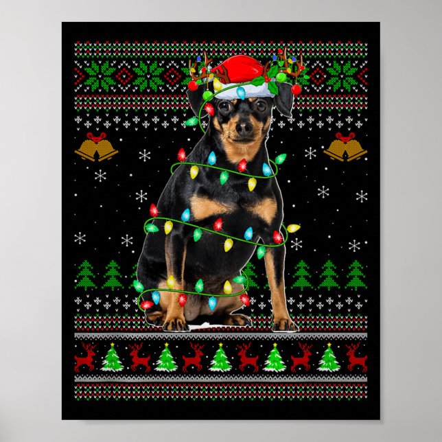 Poster Miniature Nscher Dog Ugly Christmas Sweaters Holid (Devant)