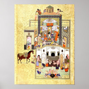 Poster Miniature persane : Le derviche dans le hammam
