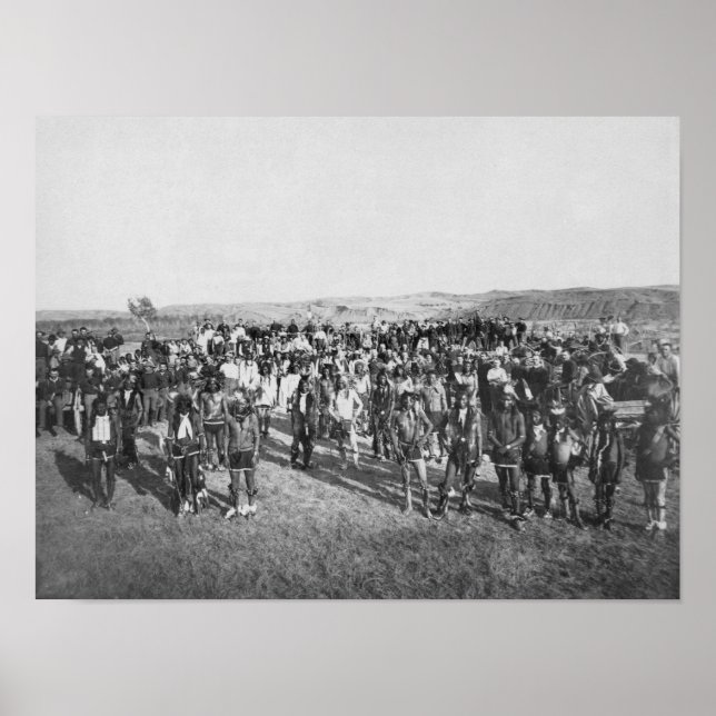Poster Miniconjou avec des soldats blancs (Devant)