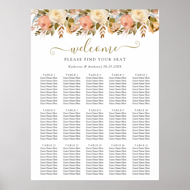 Poster minimal Boho Floral Mariage (Devant)