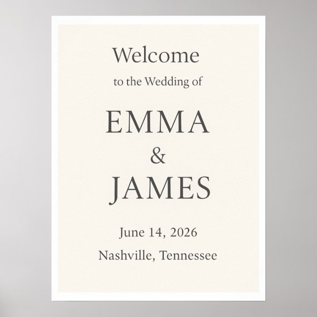 Poster Minimal Elegant Wedding Welcome Sign | Editable 18 (Devant)